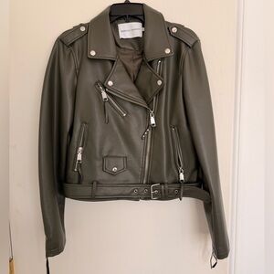 Rebecca Minkoff Faux Leather Olive Jacket